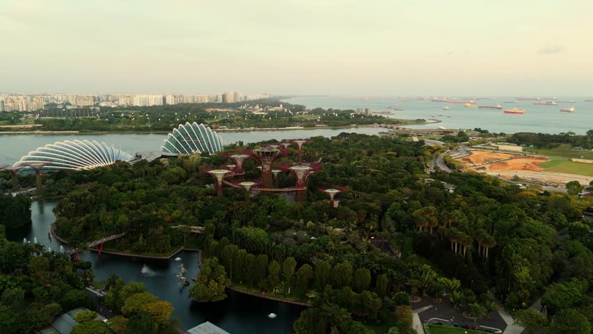 An aerial shot of Singapore Gardens by the Bay.