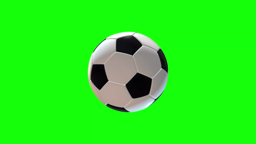 3d football, soccer ball spinning loop animation on green screen background