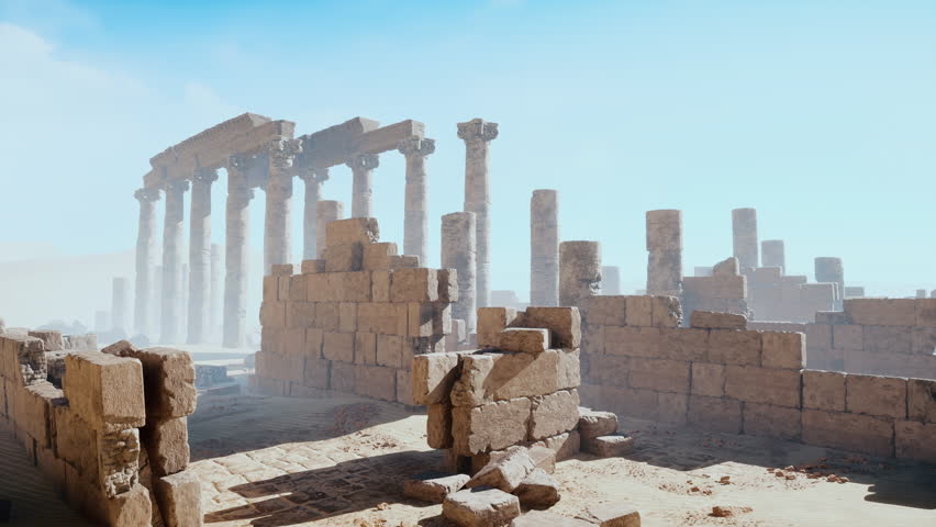 Columns and statues of the temple main entrance