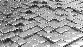 Chrome gray metal box cubes, corporate abstract background, mosaic pattern, seamless looped animation. Concept business, big data. 3D render - Powered by Shutterstock - Get 15% off with code: PIKWIZARD15
