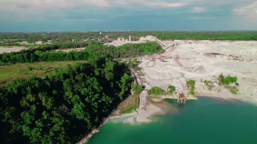 Thornton Quarry in Illinois. Mining equipment at one of biggest quarry in USA.