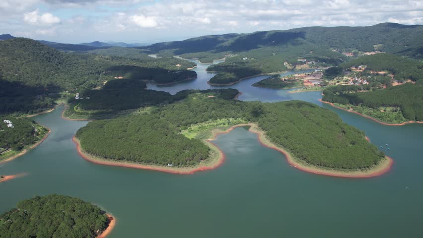 Aerial view of tuyen lam lake in Dalat, Vietnam