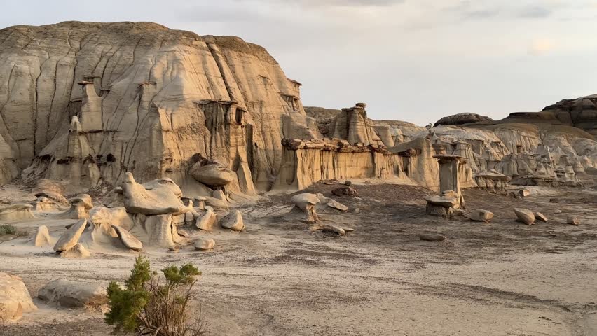 Hiking in Bisti Badlands near Farmington New Mexico, Bisti De Na Zin Wilderness, authentic natural landscape scenery, otherworldly, Mars surface, mysterious, Venus surface, extraterrestrial, untouched