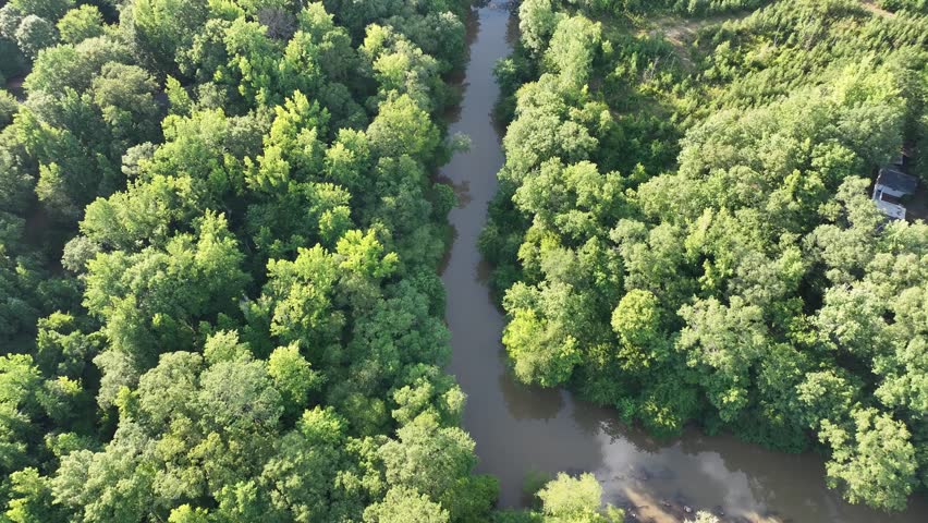 Aerial videography over river in Putnam, Georgia. 