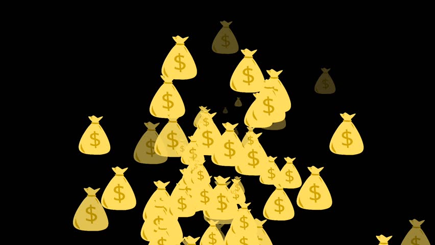 Animation of raining money bags