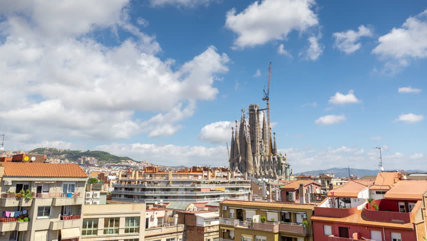 timelapse of the sagrada familia cathedral in barcelona from a unique high vantage point