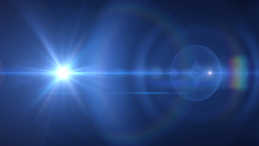 The video features a lens flare effect, with bright light rays and reflections creating a visually captivating and dynamic scene.