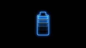 Neon battery fast charging animation, Glowing animated battery icon. Abstract sign of the neon battery charging on the black screen background. - Powered by Shutterstock - Get 15% off with code: PIKWIZARD15