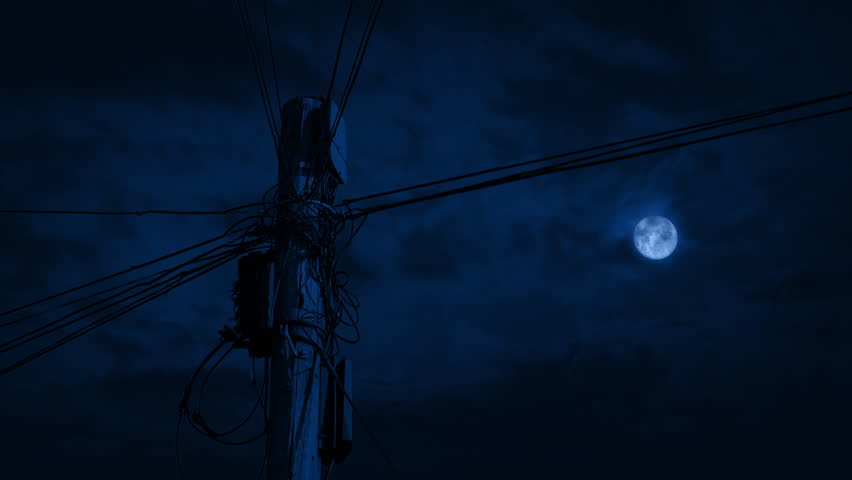 Telephone Pylon In The Moonlight