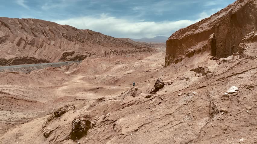 Desert of the Atacama in Chile. Valley of the moon. Aerial view.