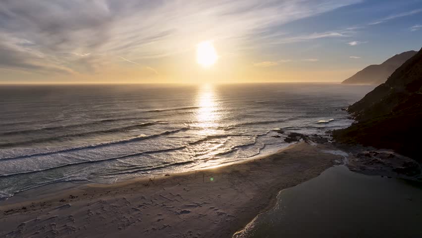 Noordhoek Beach At Cape Town In Western Cape South Africa. Amazing Beach Scene. Coast Lagoon. Cape Town At Western Cape South Africa. Tourism Travel. Paradisiac Skyline.