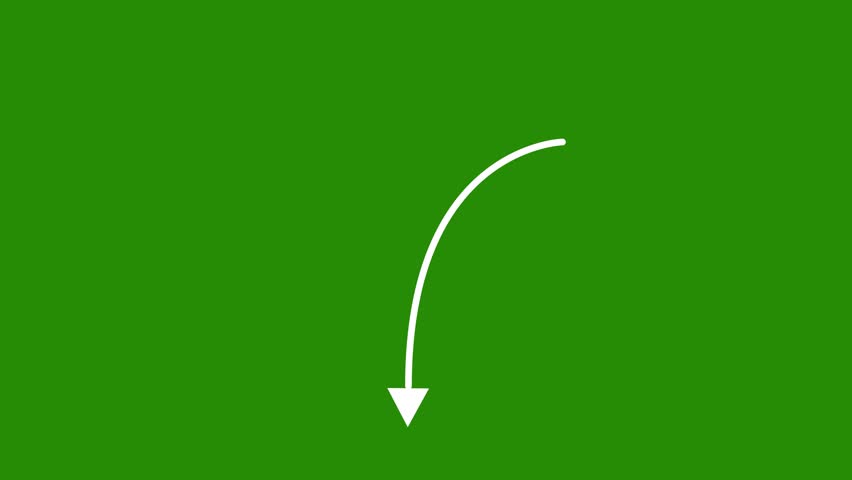 Set of curved arrows, handmade simple arrow symbol sign graphic animated video on green screen background