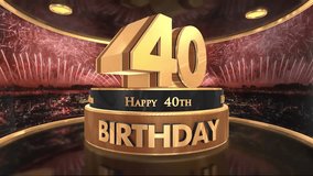 40th birthday animation 3d render in gold with fireworks background. 4k


 - Powered by Shutterstock - Get 15% off with code: PIKWIZARD15
