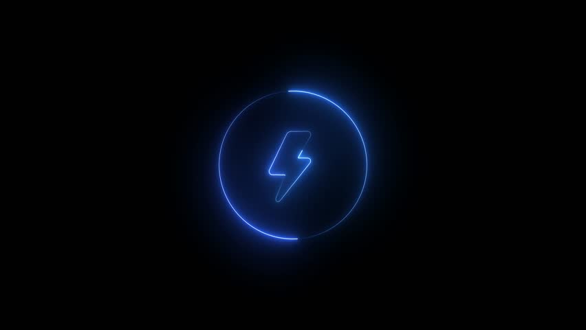 Energy Icon Animation.neon Electric Icon Animation With Glowing Circle, Light Energy Ecology Background.