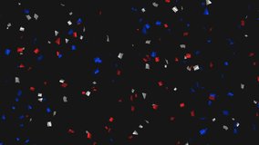 Loop Animation moving red, white, blue confetti on Alpha channel. Flying confetti in colors of USA flag. American Independence Day, President Day, Memorial Day. 
 - Powered by Shutterstock - Get 15% off with code: PIKWIZARD15