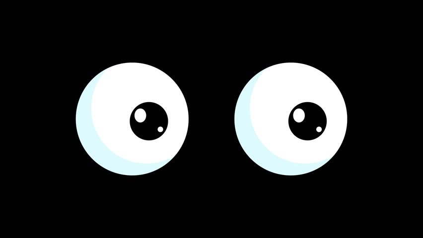 blinking eyes animated icon round eyes blinking and glancing right and left looping green screen 4k