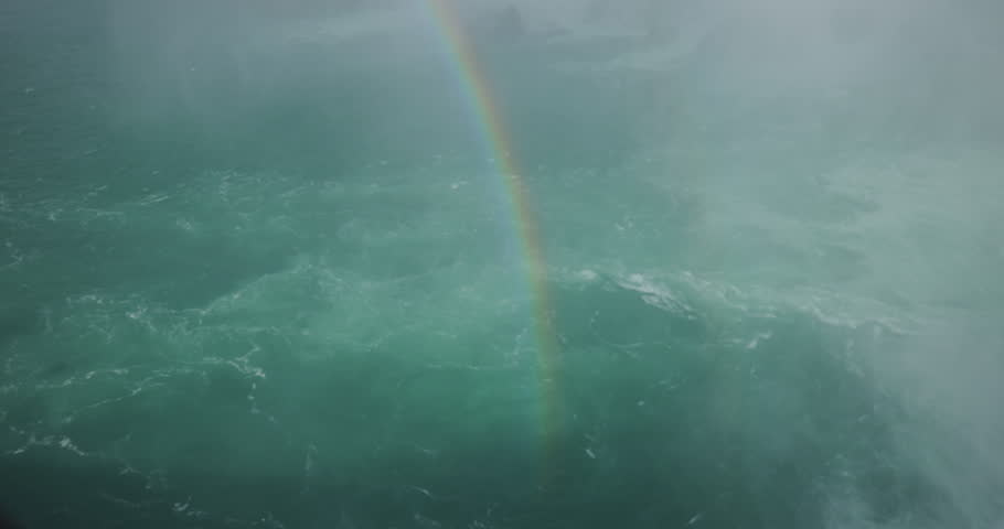 This is a shot of a rainbow formed in the mist below the horseshoes falls at niagara falls Ontario Canada. Shot February 8th 2024 at Niagara Falls Canada