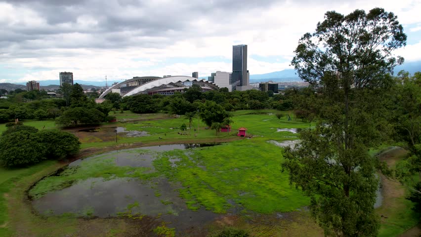Beautiful aerial view of the Sabana park, the Art Museum in San Jose Costa Rica