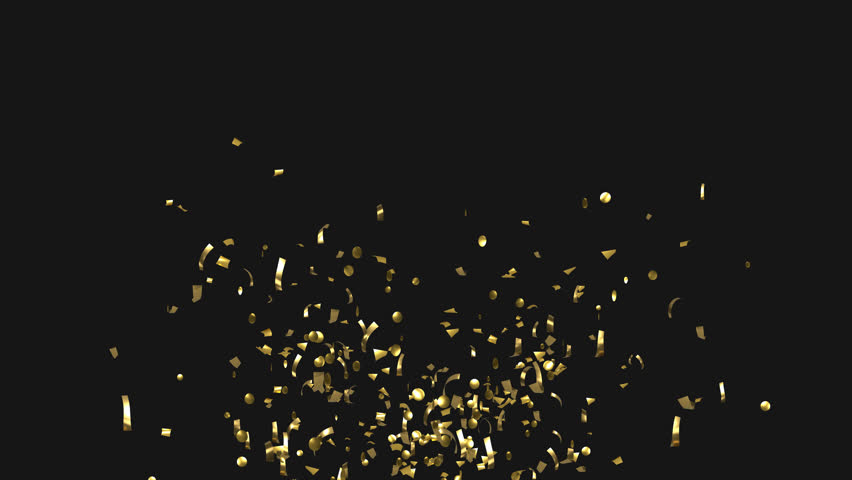 Gold Confetti Explosions on Alpha Matte Channel