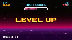 LEVEL UP. press start button. pixel art .8 bit game. retro video game. for game assets. - Powered by Shutterstock - Get 15% off with code: PIKWIZARD15