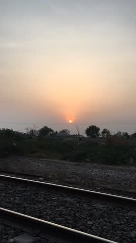 Beautiful Sunset View Railwaytrack Timelapse Record
