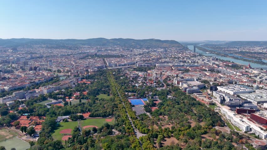 A stunning aerial view of Vienna, Austria, showcasing the city
