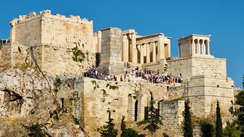 The Acropolis of Athens is an ancient citadel located on a rocky outcrop above the city of Athens, Greece.