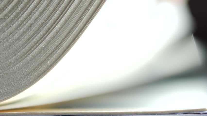 Close-up, macro shot of flipping book pages