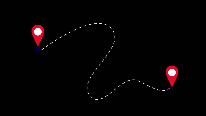 Continuous one line drawing of path with map location pointers. looping animation GPS location pointer animated and location icon ,on the different colors background.	

