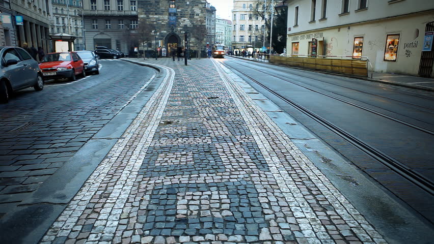 PRAGUE - DECEMBER 24: Beautiful timelapse night view of the city road with cars