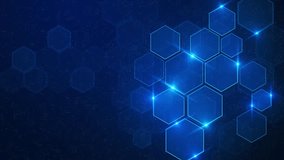 Futuristic High-tech hexagons honeycomb surface hexagonal grid pattern animation deep blue. Clean background. medical innovation animation hexagon. articles hex event game trailer titles - Powered by Shutterstock - Get 15% off with code: PIKWIZARD15
