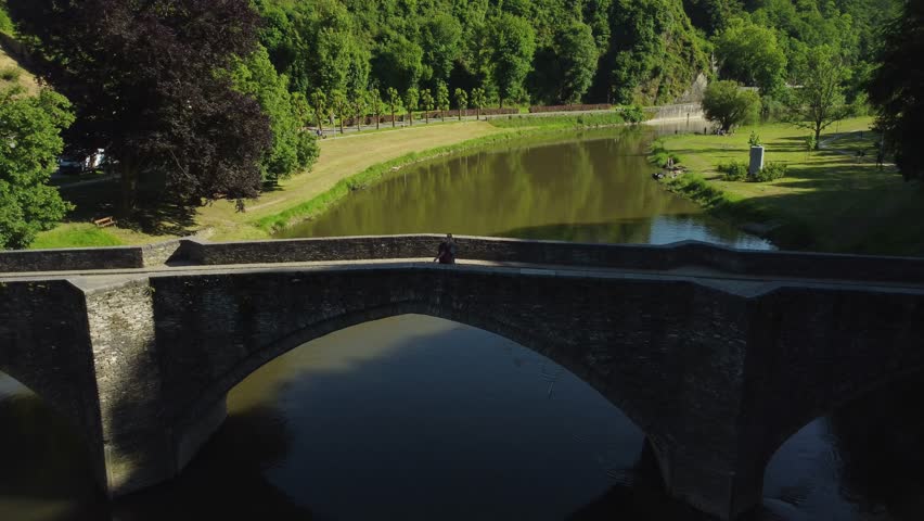 A Stone Bridge Over the Semois River in Bouillon, Belgium