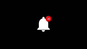 Notification bell icon on the white screen. Phone computer interface animation. social media, interfaces, infographics, websites. Incoming bell icon ringing vibrates, sounds. new text message. 5G - Powered by Shutterstock - Get 15% off with code: PIKWIZARD15