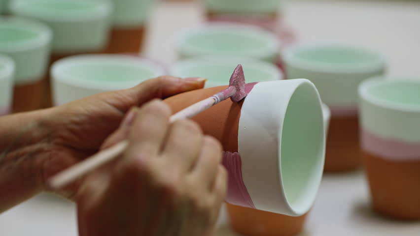 Ceramic Workshop Art Painting a Clay Pot Cup