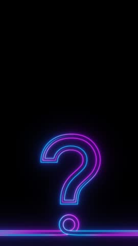 Vertical video purple neon question mark loop animation background