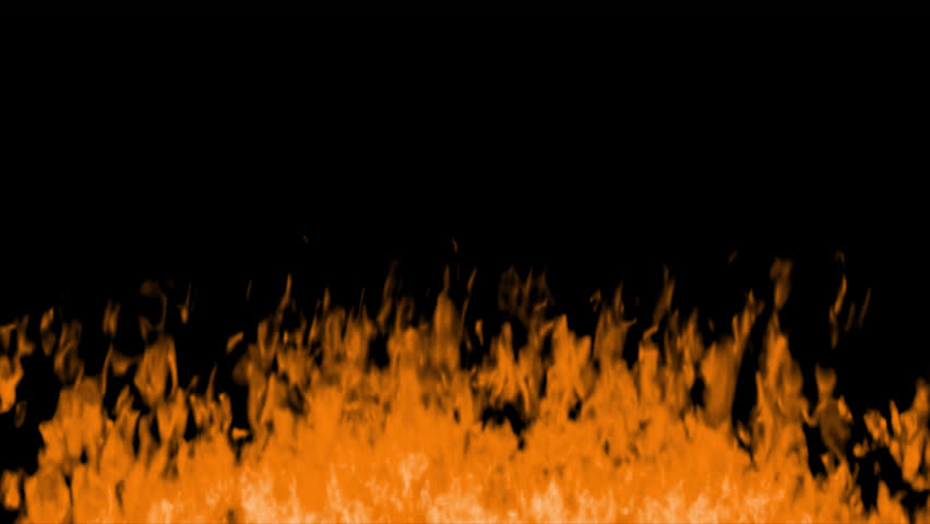 Close Up View Isolated Fire Effect on Black Background Alpha Channel 3D Animation Foreground Burning Flame Element on Transparent Background.