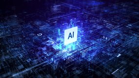Holographic artificial intelligence deep learning performing, Futuristic technology cyberspace big data analysis and data connection, Technology digital data abstract background 4k - Powered by Shutterstock - Get 15% off with code: PIKWIZARD15