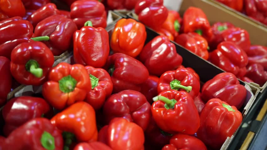 red paprika on a supermarket display