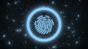 Cyber security concept - fingerprint, running binary code, circuit grid - Powered by Shutterstock - Get 15% off with code: PIKWIZARD15