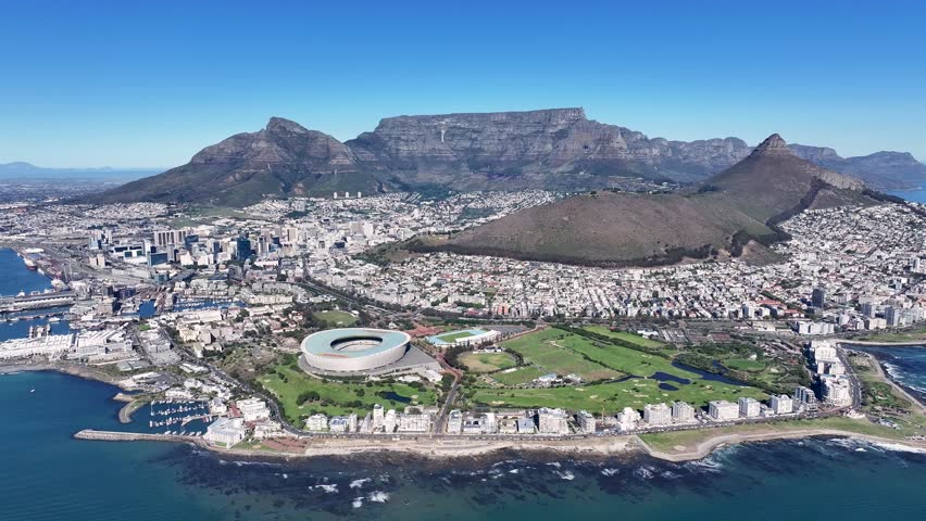 Cape Town Skyline At Cape Town In South Africa. Town Scenery. Coast Cityscape. Cape Town At Western Cape South Africa. Tourism Travel. Downtown Skyline.