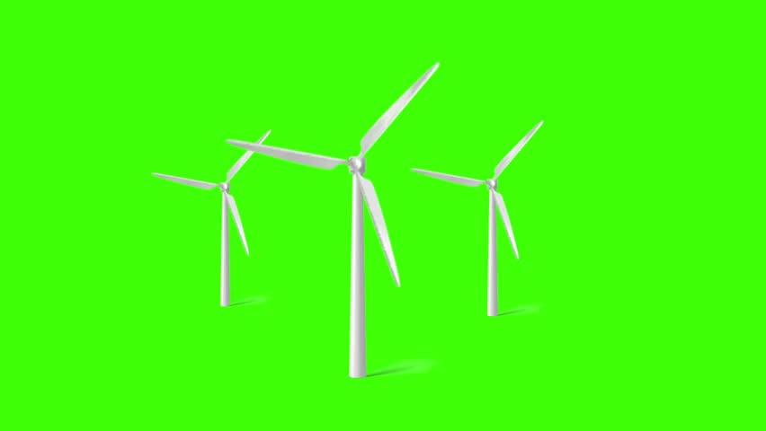 Wind Turbine Green Screen Background Animation Stock video footage.