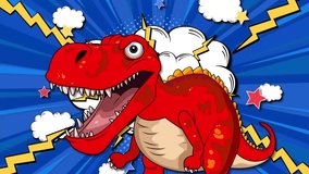 A red dinosaur in a comic explosion - Powered by Shutterstock - Get 15% off with code: PIKWIZARD15