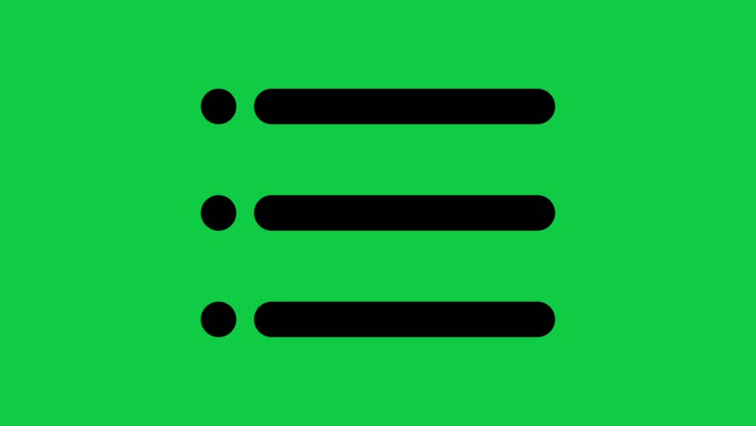 Animated List icons for social media, presentations, videos, websites, etc. Greenscreen background.