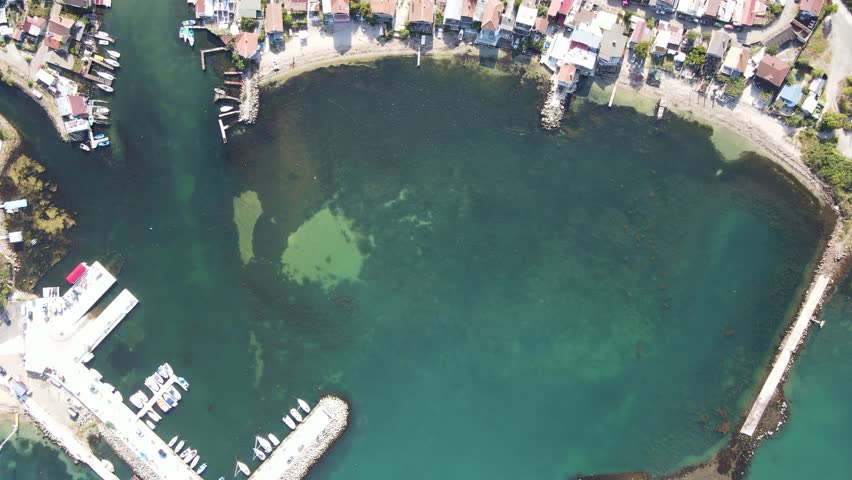 Aerial view of Chengene Skele - Fishing Village (Ribarsko Selishte) near city of Burgas, Bulgaria 