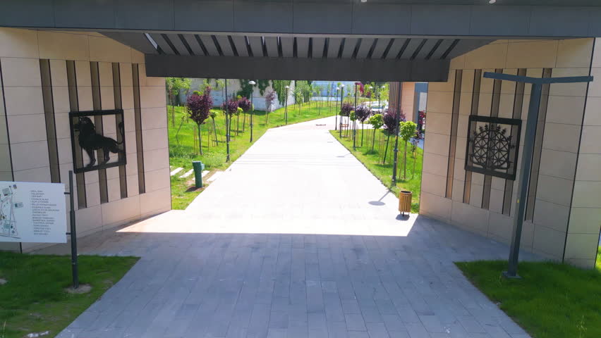 Aerial videos of the entrance gate of the National Garden taken with a drone