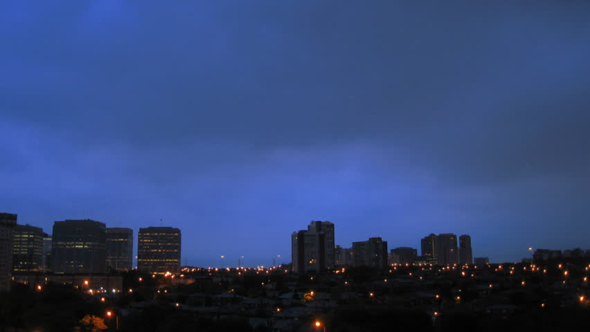 Stormy Sunrise in Mississauga Time-Lapse. Dawn with a very active thunderstorm