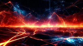 Abstract background of energy particles glowing lines. Abstract light background of colorful gradient line waves in dark space is very beautiful. Futuristic signal network waves. 4K - Powered by Shutterstock - Get 15% off with code: PIKWIZARD15