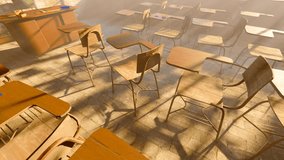 Sunlight shines into the abandoned, dilapidated empty classroom - Powered by Shutterstock - Get 15% off with code: PIKWIZARD15