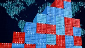 Container cargo business growth from high demand international trade logistic industry, uptrend stock graph of import export commercial freight shipping with global economy map background 3d rendering - Powered by Shutterstock - Get 15% off with code: PIKWIZARD15