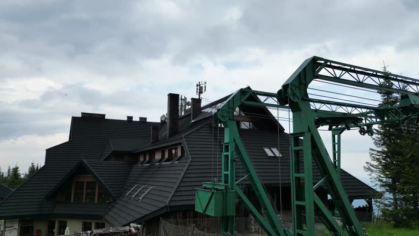 Ski lift at Hala Miziowa - the highest located shelter in Beskid mountains